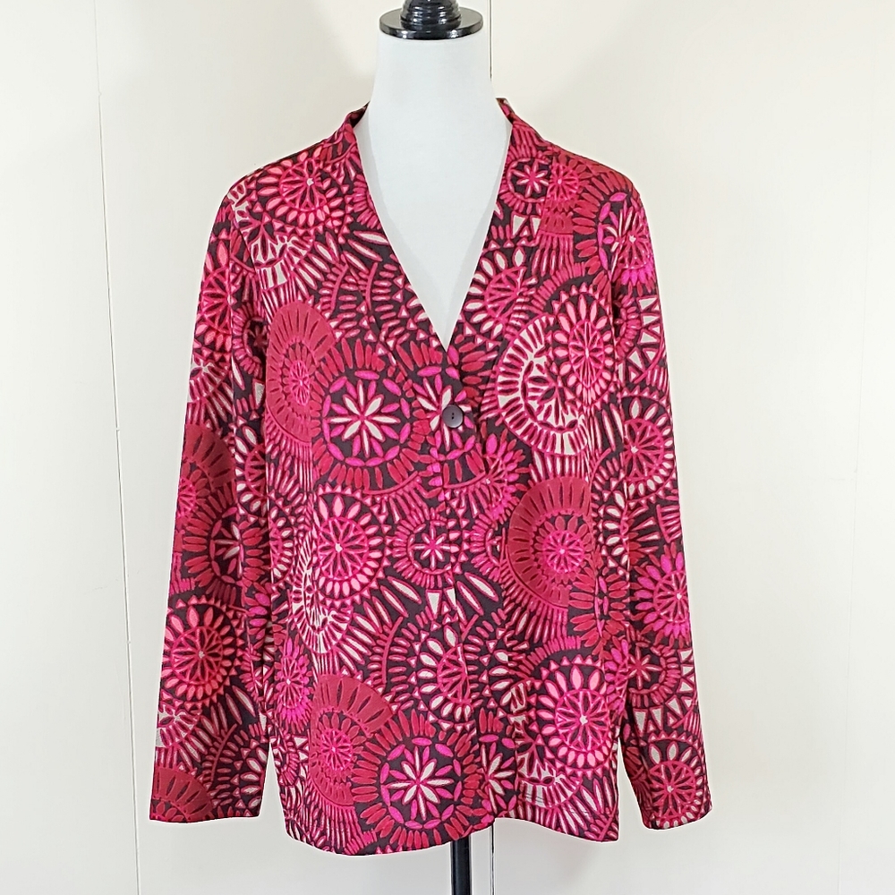 Liz Baker bright mandala lightweight Blazer jacket women's size large